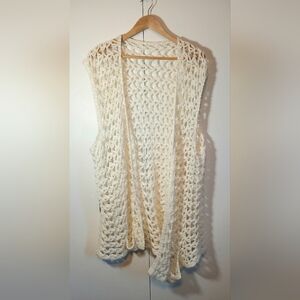 Boho Crochet Wool-Blend Vest | Handmade | Open Front | One Size